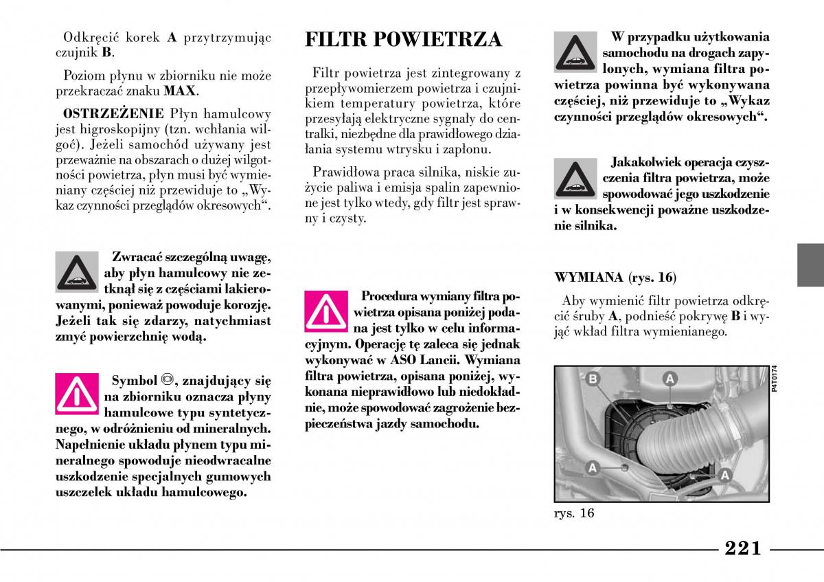 Lancia Lybra instrukcja obslugi / page 223