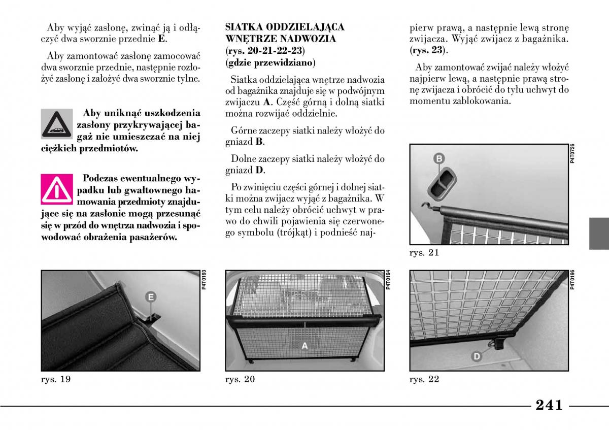 Lancia Lybra instrukcja obslugi / page 243