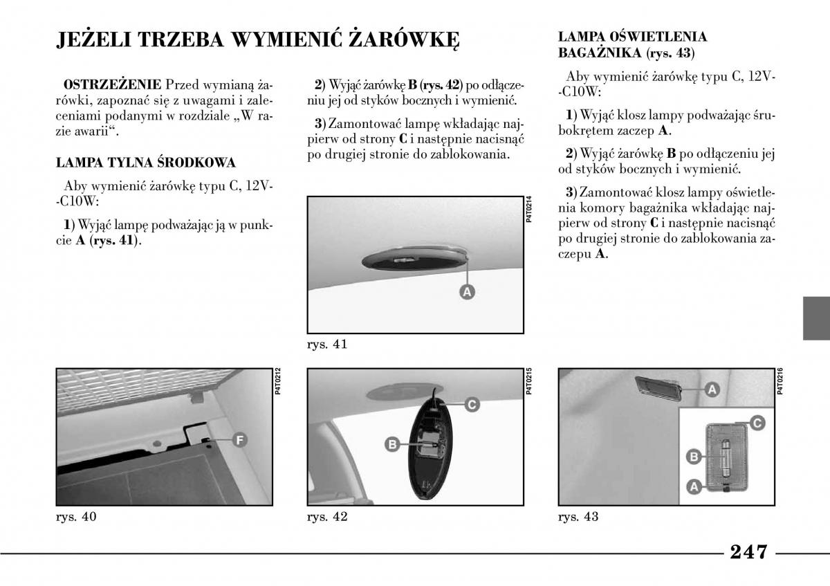 Lancia Lybra instrukcja obslugi / page 249