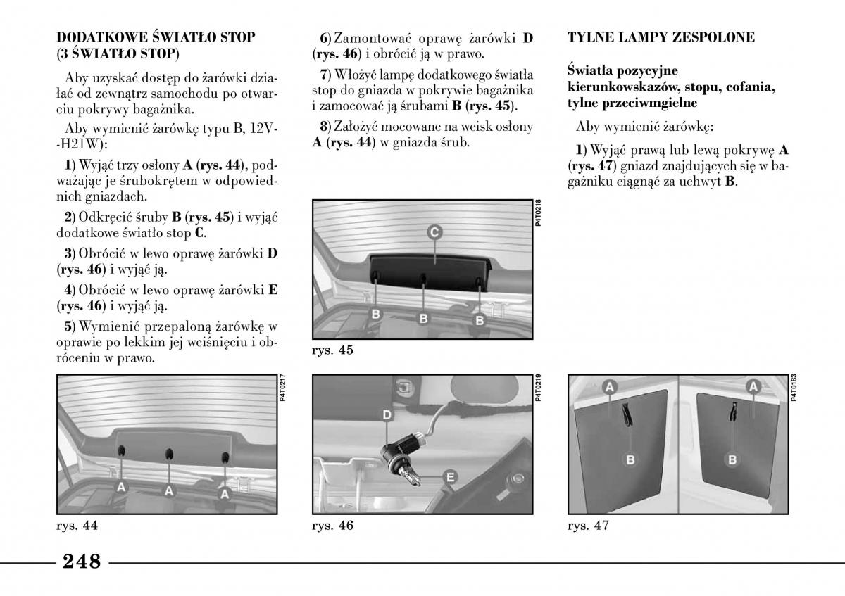 Lancia Lybra instrukcja obslugi / page 250