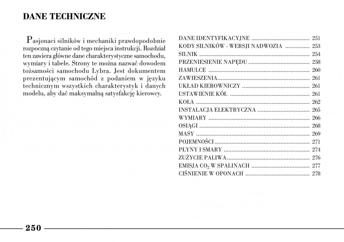 Lancia Lybra instrukcja obslugi / page 252