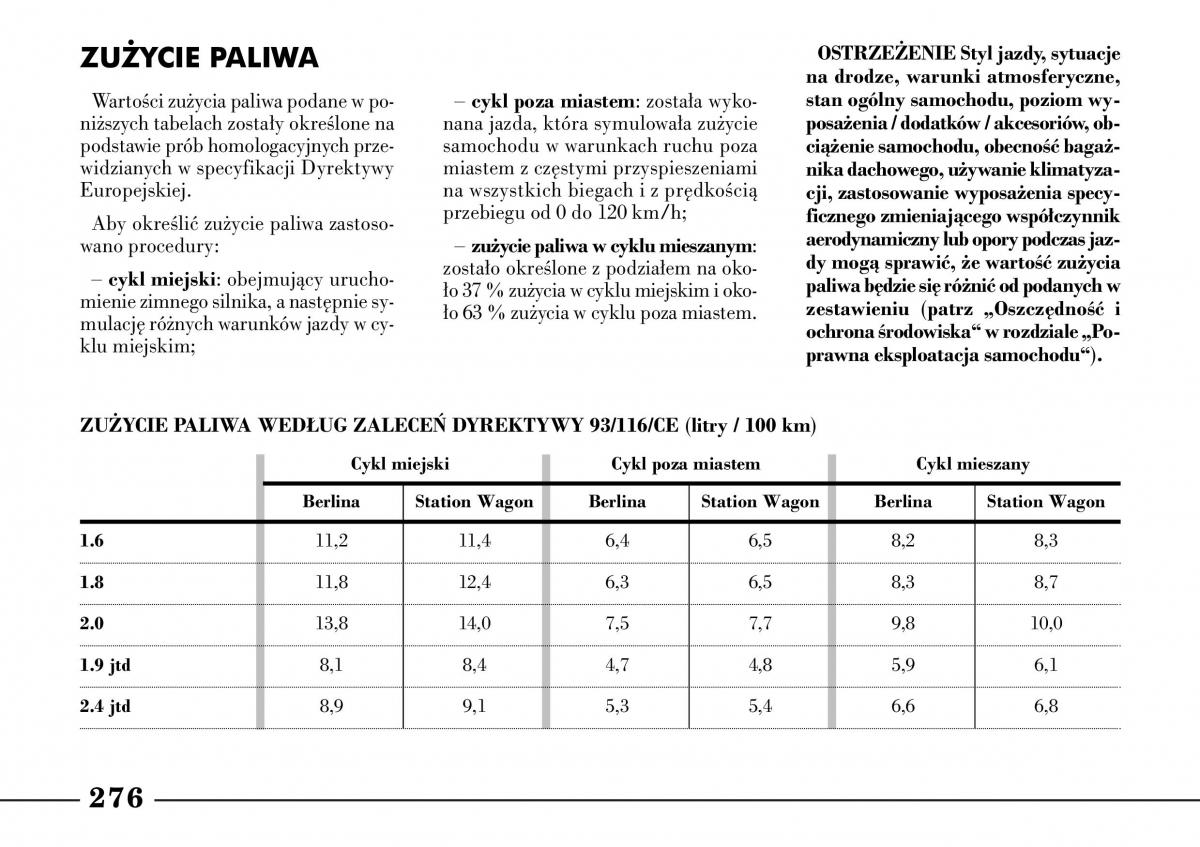 Lancia Lybra instrukcja obslugi / page 278