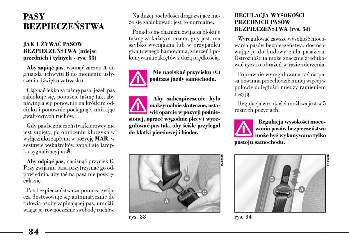 Lancia Lybra instrukcja obslugi / page 36