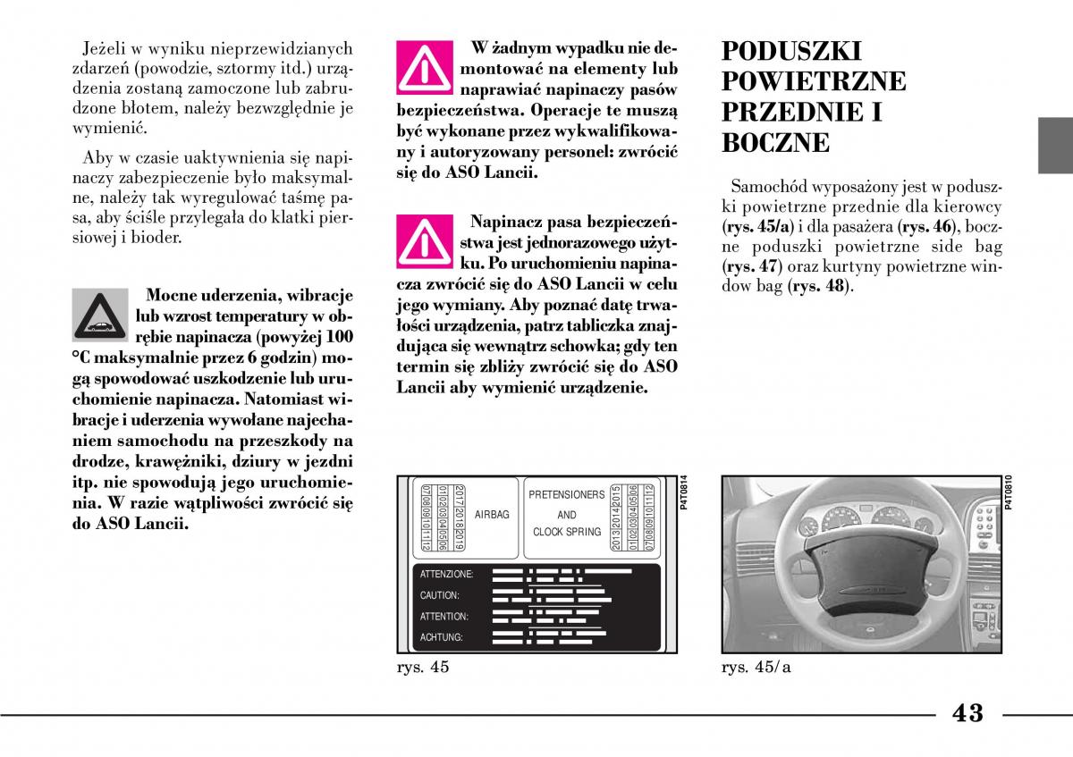 Lancia Lybra instrukcja obslugi / page 45