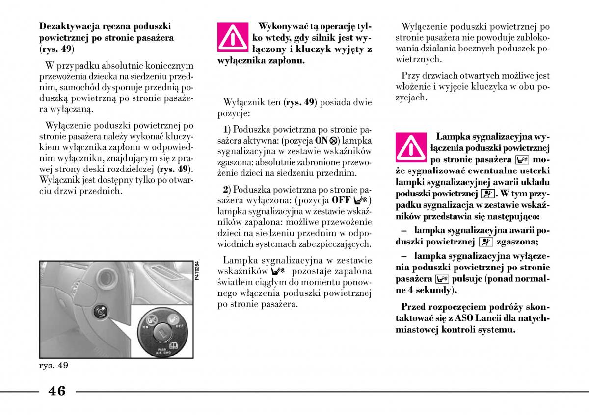 Lancia Lybra instrukcja obslugi / page 48