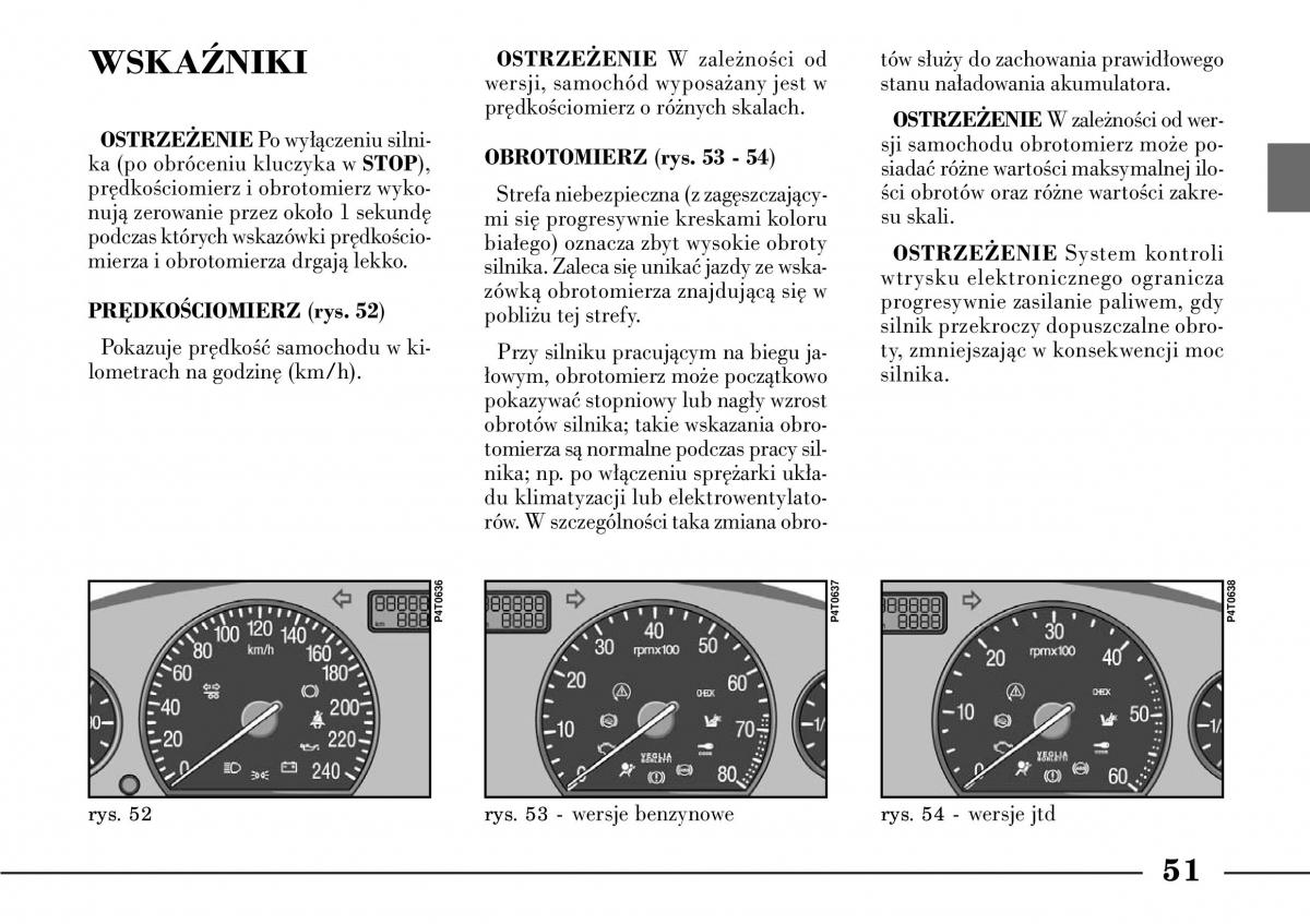 Lancia Lybra instrukcja obslugi / page 53