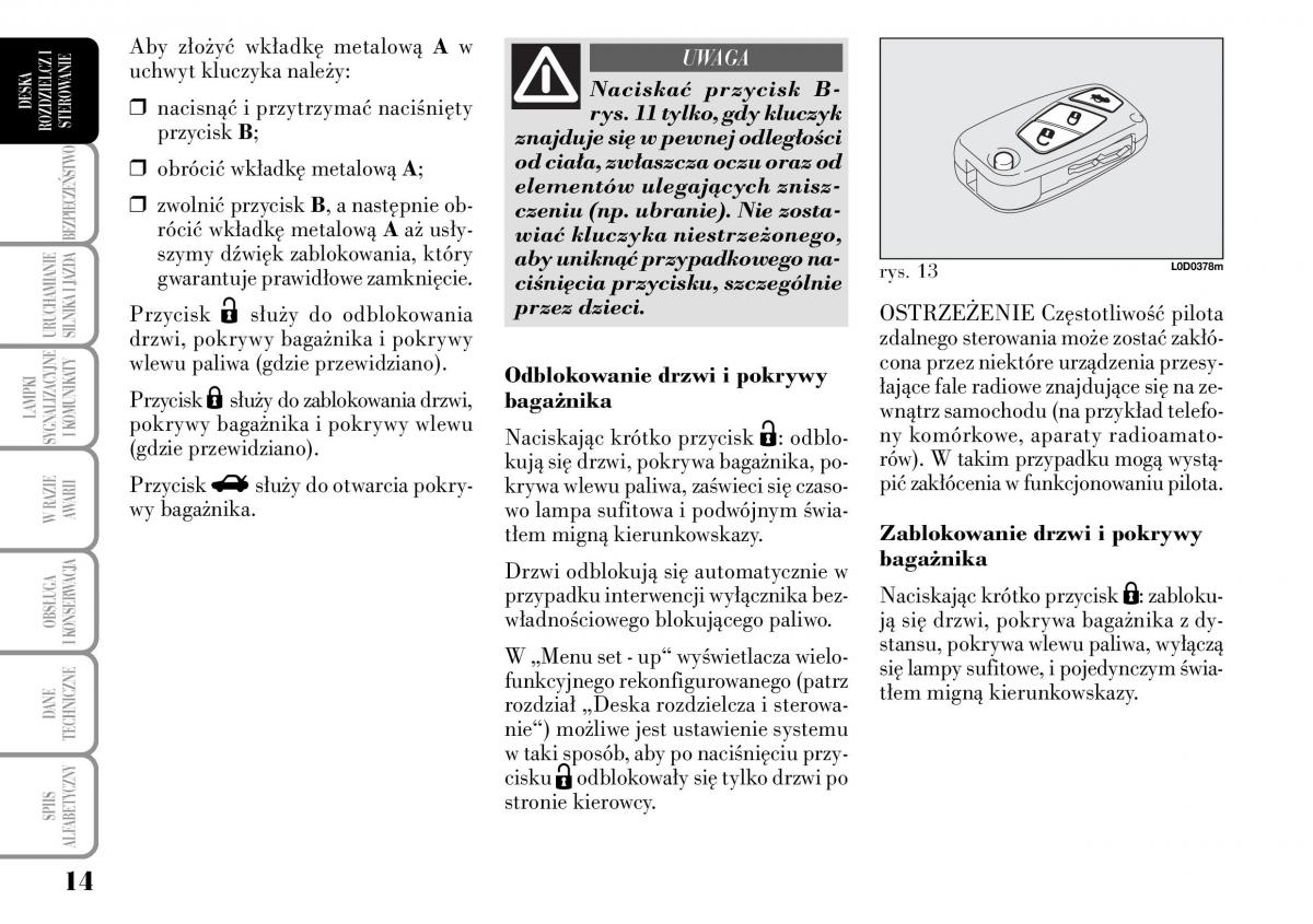 Lancia Musa instrukcja obslugi / page 16