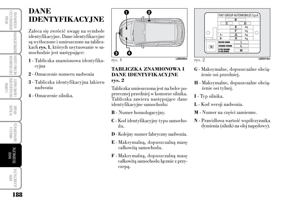 Lancia Musa instrukcja obslugi / page 190