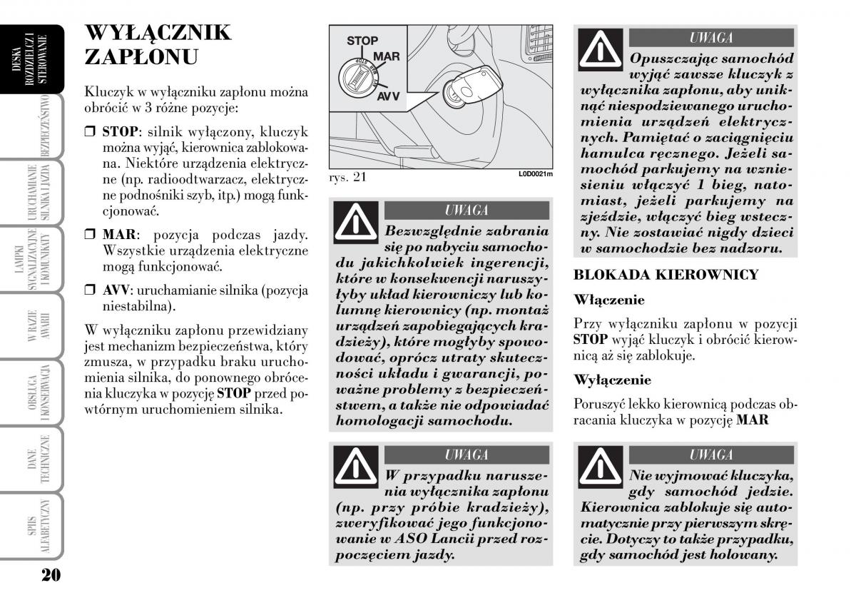 manual  Lancia Musa instrukcja / page 22