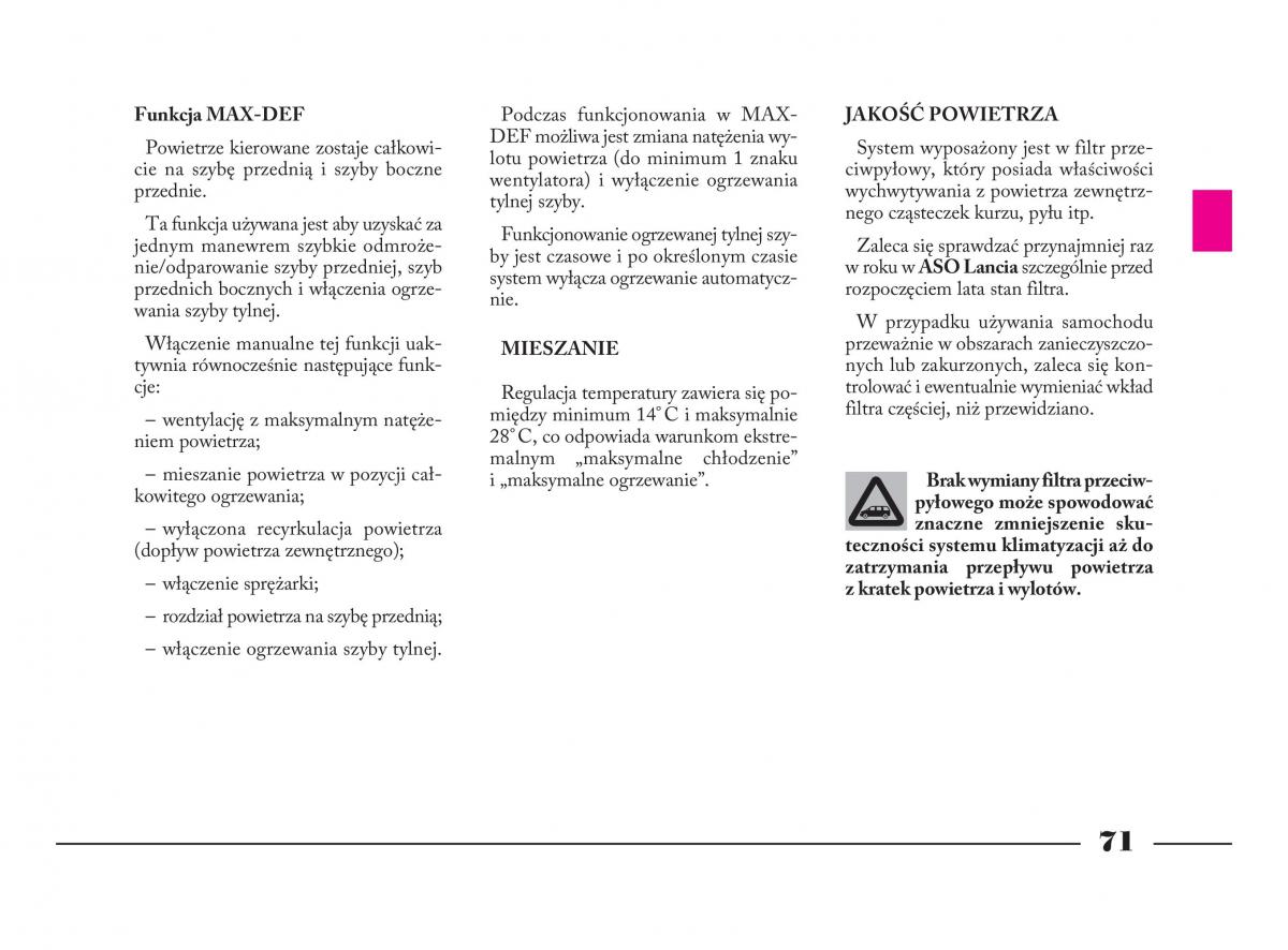 Lancia Phedra instrukcja obslugi / page 72