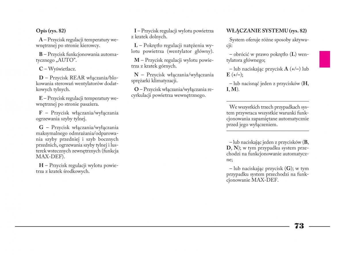 Lancia Phedra instrukcja obslugi / page 74