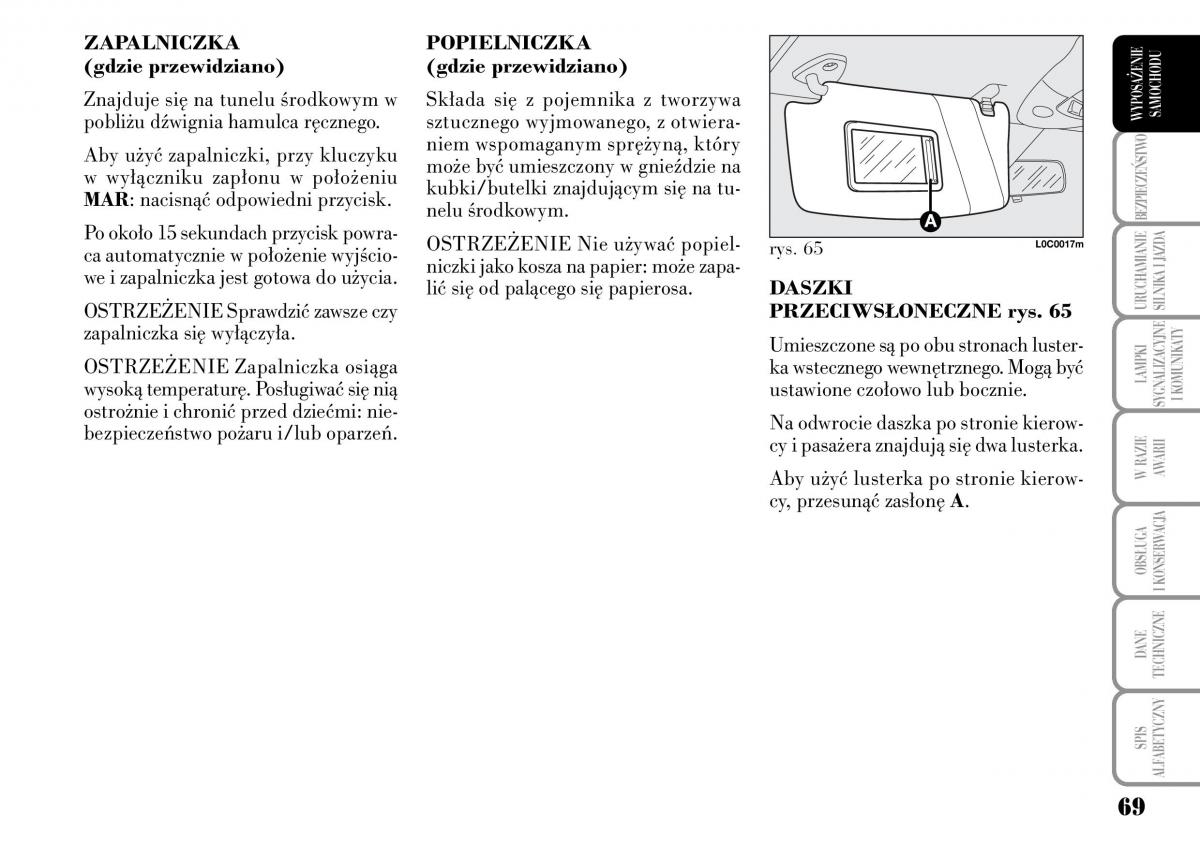 Lancia Ypsilon I 1 instrukcja obslugi / page 71