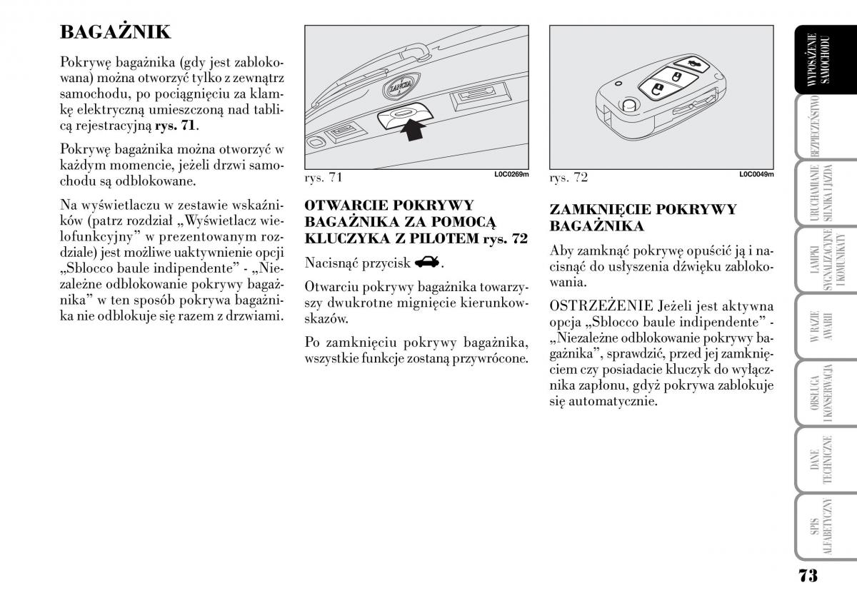 Lancia Ypsilon I 1 instrukcja obslugi / page 75