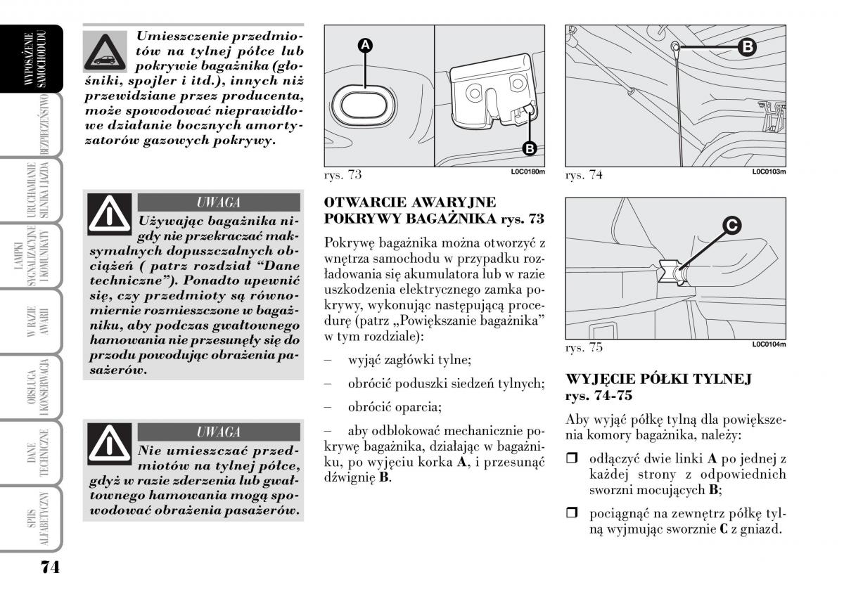 Lancia Ypsilon I 1 instrukcja obslugi / page 76