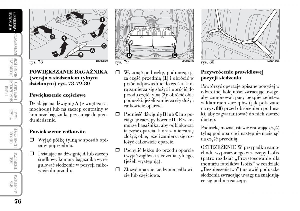 Lancia Ypsilon I 1 instrukcja obslugi / page 78