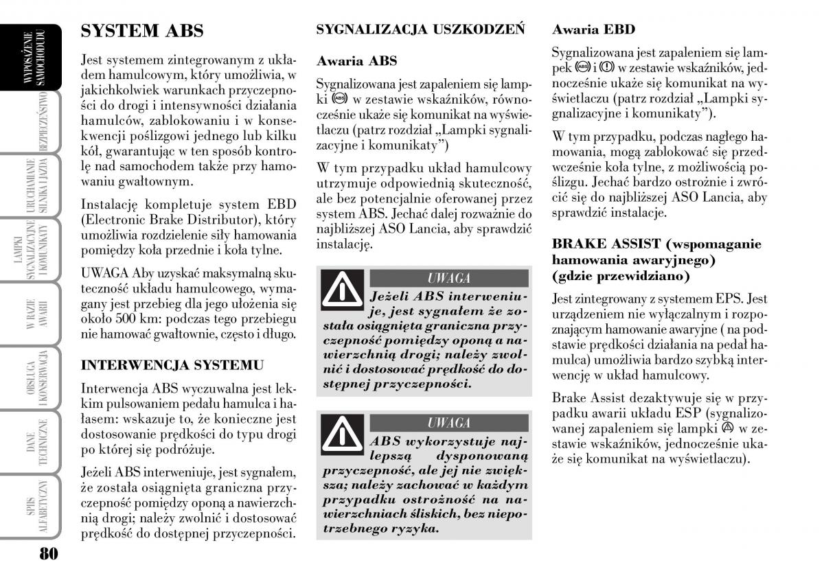 Lancia Ypsilon I 1 instrukcja obslugi / page 82