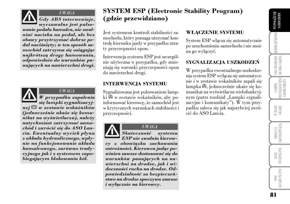 Lancia Ypsilon I 1 instrukcja obslugi / page 83