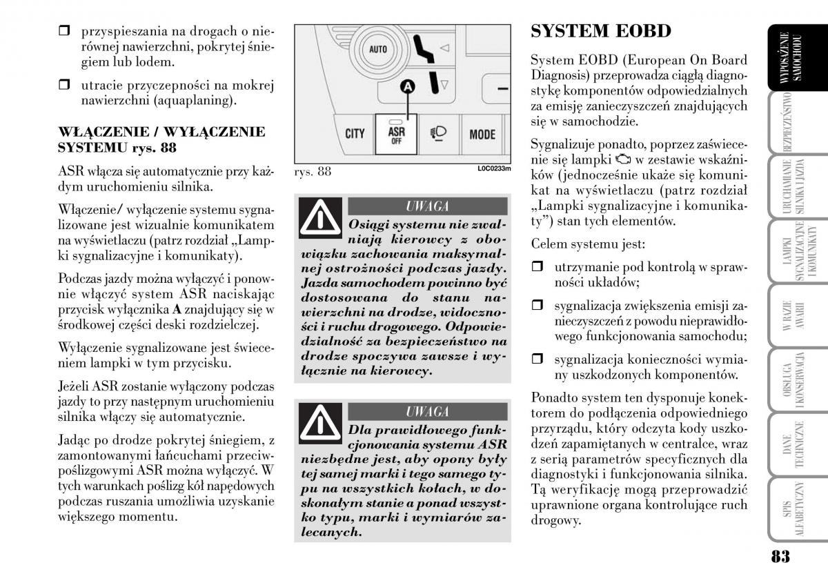 Lancia Ypsilon I 1 instrukcja obslugi / page 85