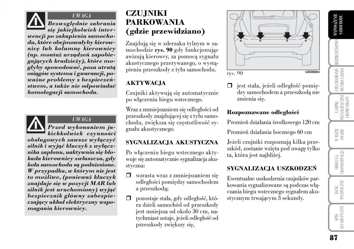 Lancia Ypsilon I 1 instrukcja obslugi / page 89