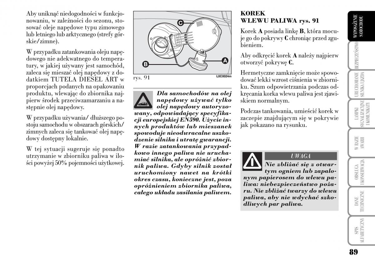 Lancia Ypsilon I 1 instrukcja obslugi / page 91