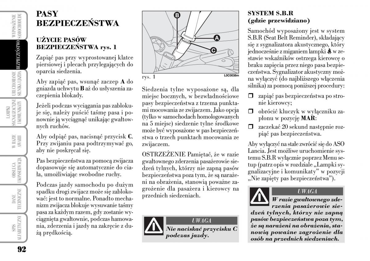 Lancia Ypsilon I 1 instrukcja obslugi / page 94