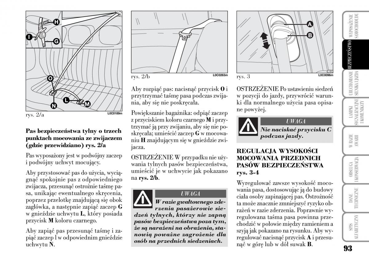 Lancia Ypsilon I 1 instrukcja obslugi / page 95