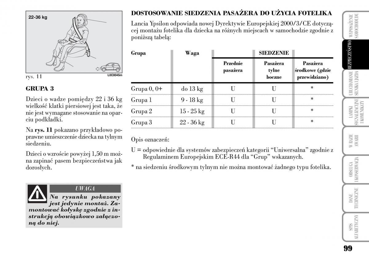 Lancia Ypsilon I 1 instrukcja obslugi / page 101