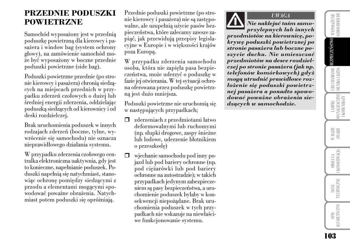 Lancia Ypsilon I 1 instrukcja obslugi / page 105