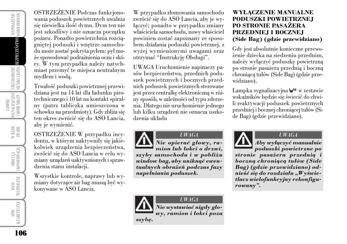 Lancia Ypsilon I 1 instrukcja obslugi / page 108