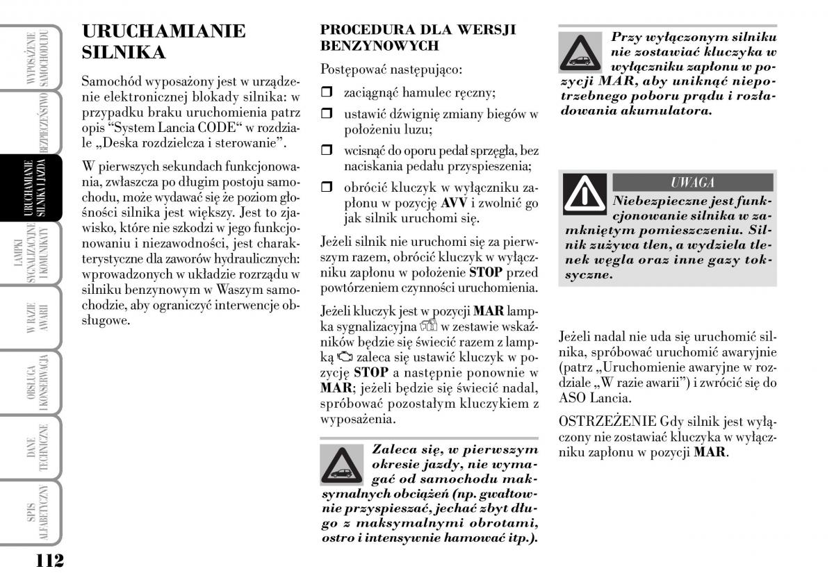 Lancia Ypsilon I 1 instrukcja obslugi / page 114