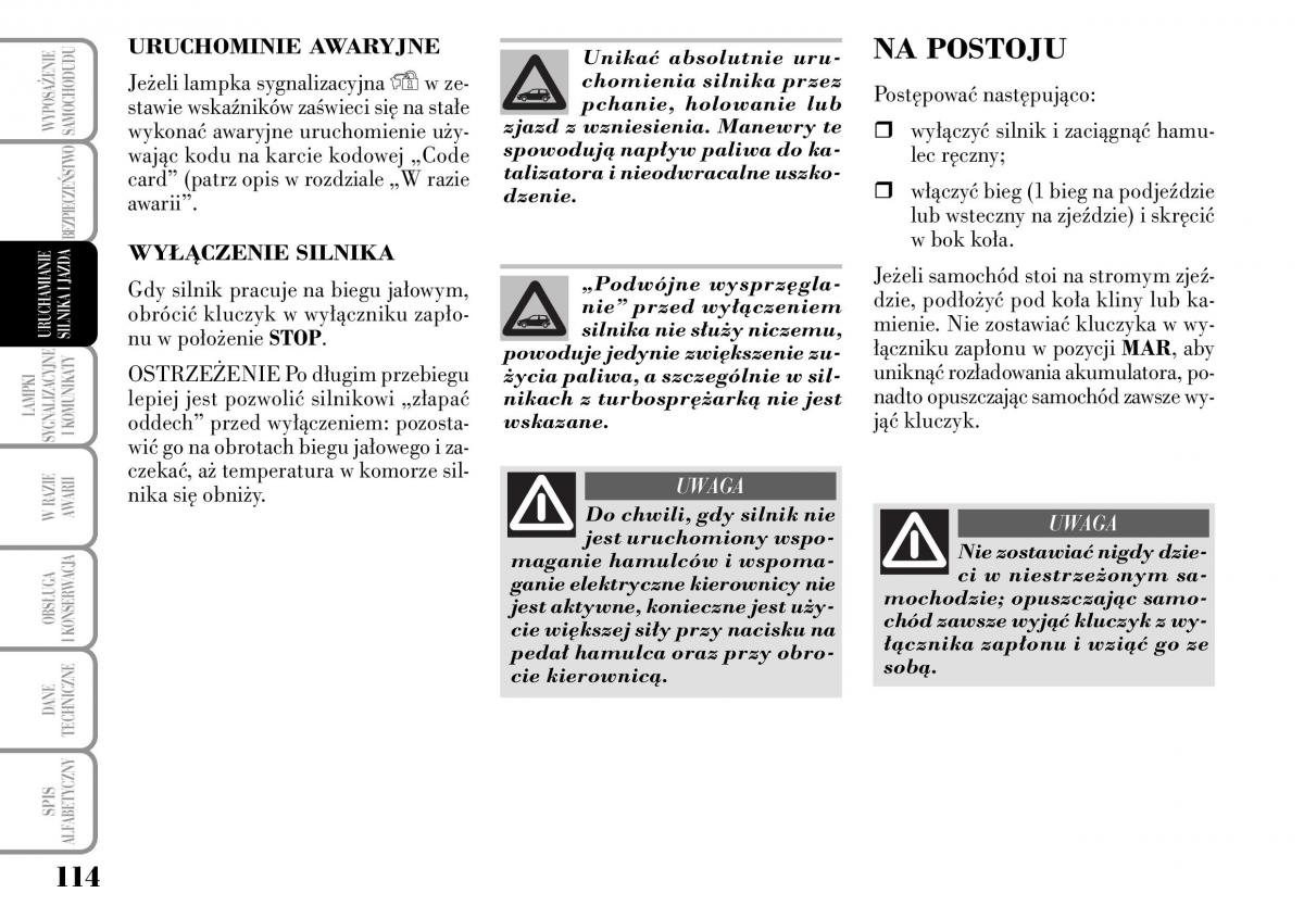 Lancia Ypsilon I 1 instrukcja obslugi / page 116