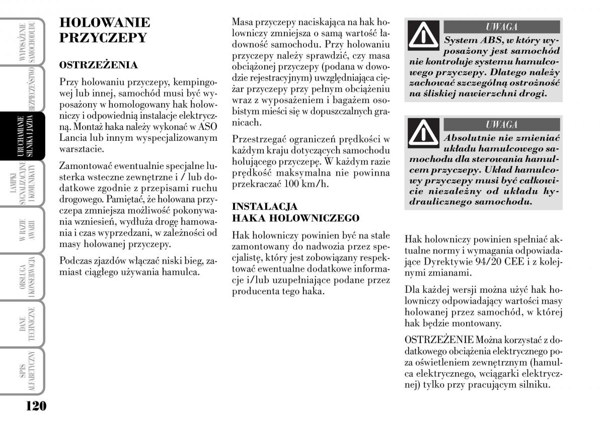 Lancia Ypsilon I 1 instrukcja obslugi / page 122