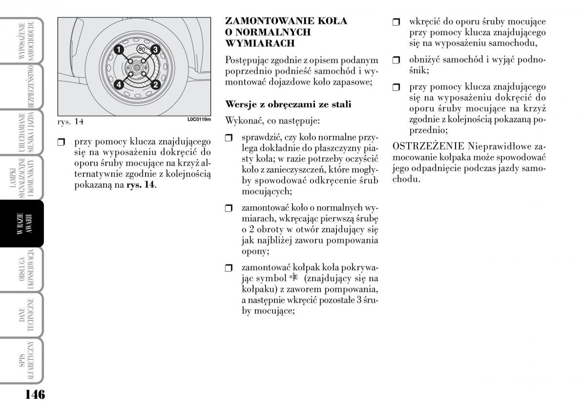 Lancia Ypsilon I 1 instrukcja obslugi / page 148