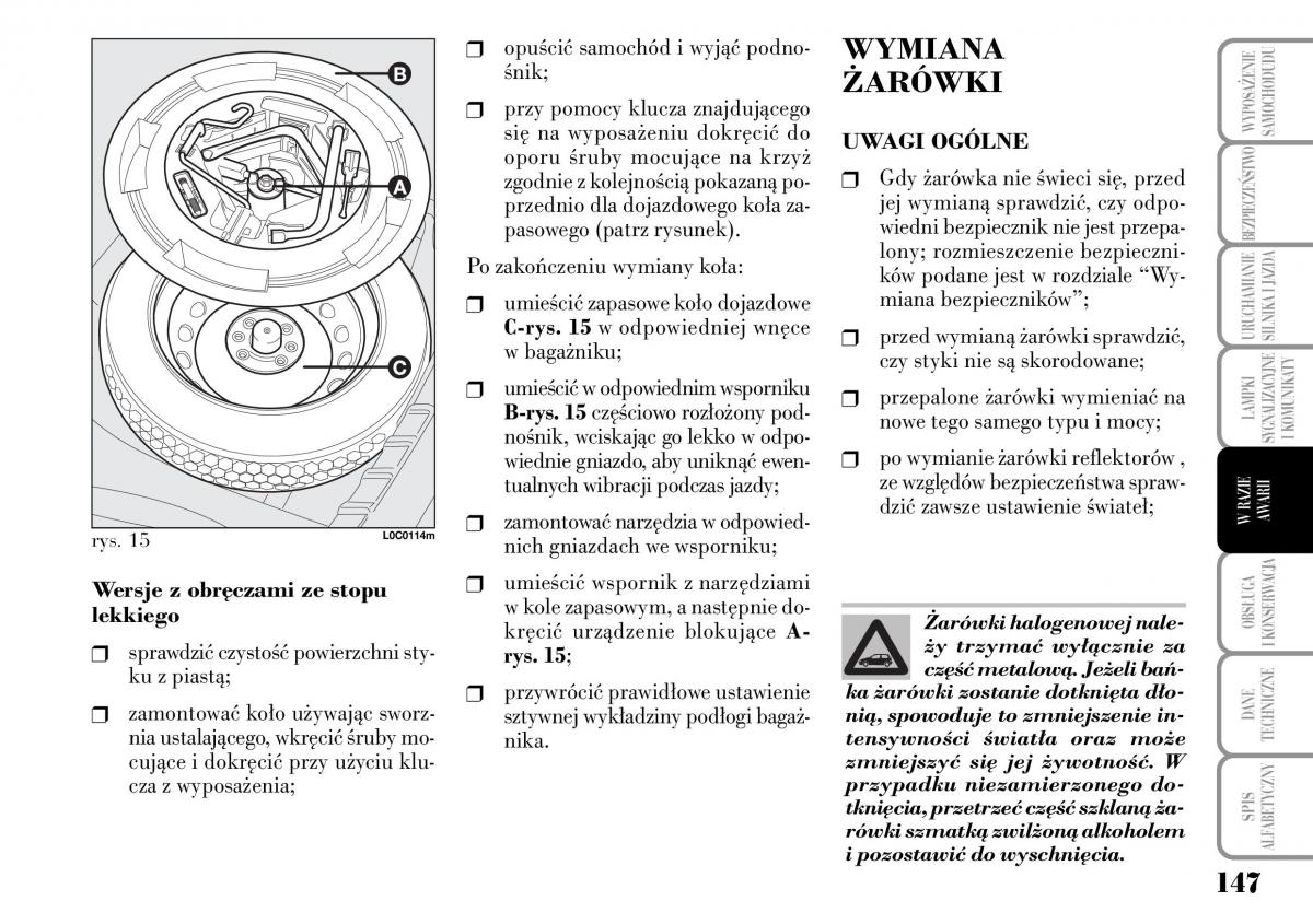 Lancia Ypsilon I 1 instrukcja obslugi / page 149