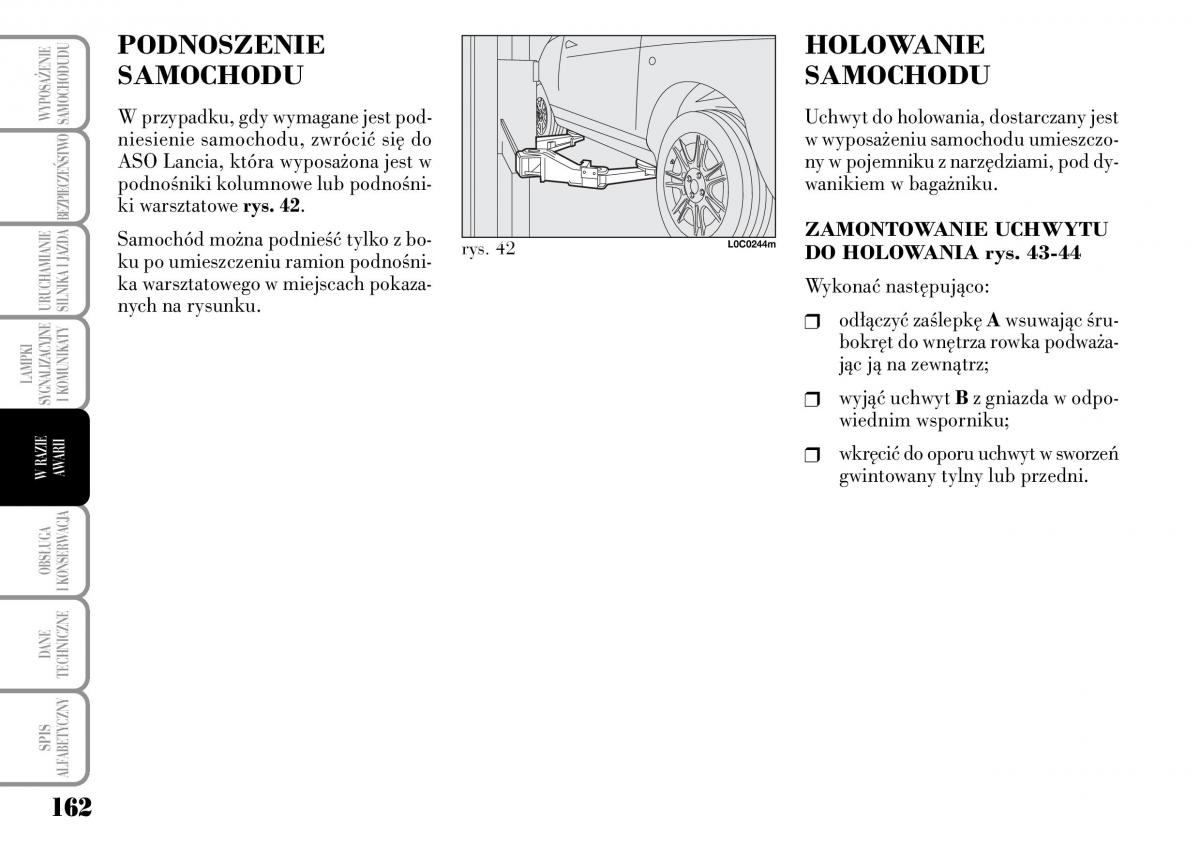 Lancia Ypsilon I 1 instrukcja obslugi / page 164