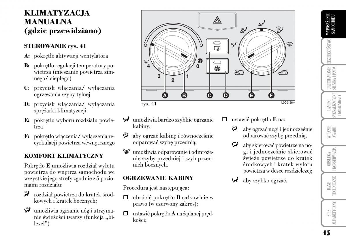 Lancia Ypsilon I 1 instrukcja obslugi / page 47