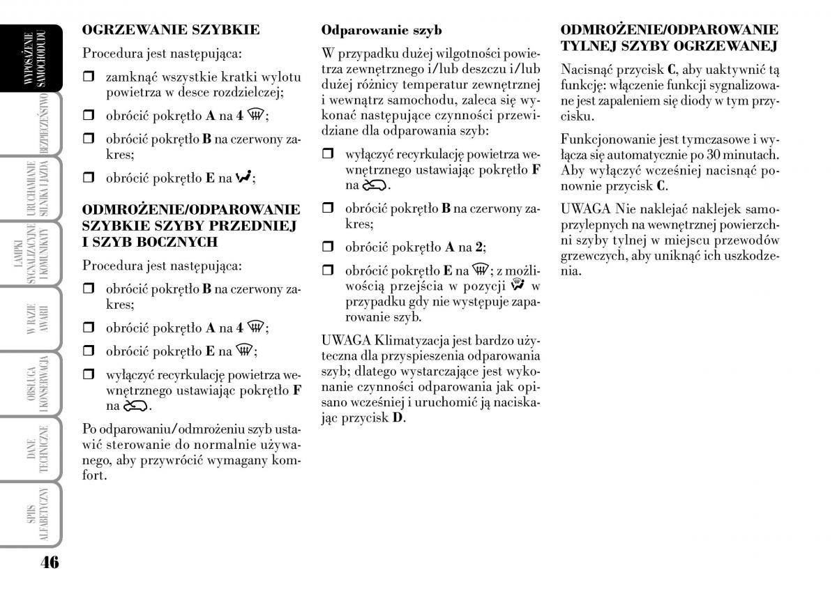 Lancia Ypsilon I 1 instrukcja obslugi / page 48