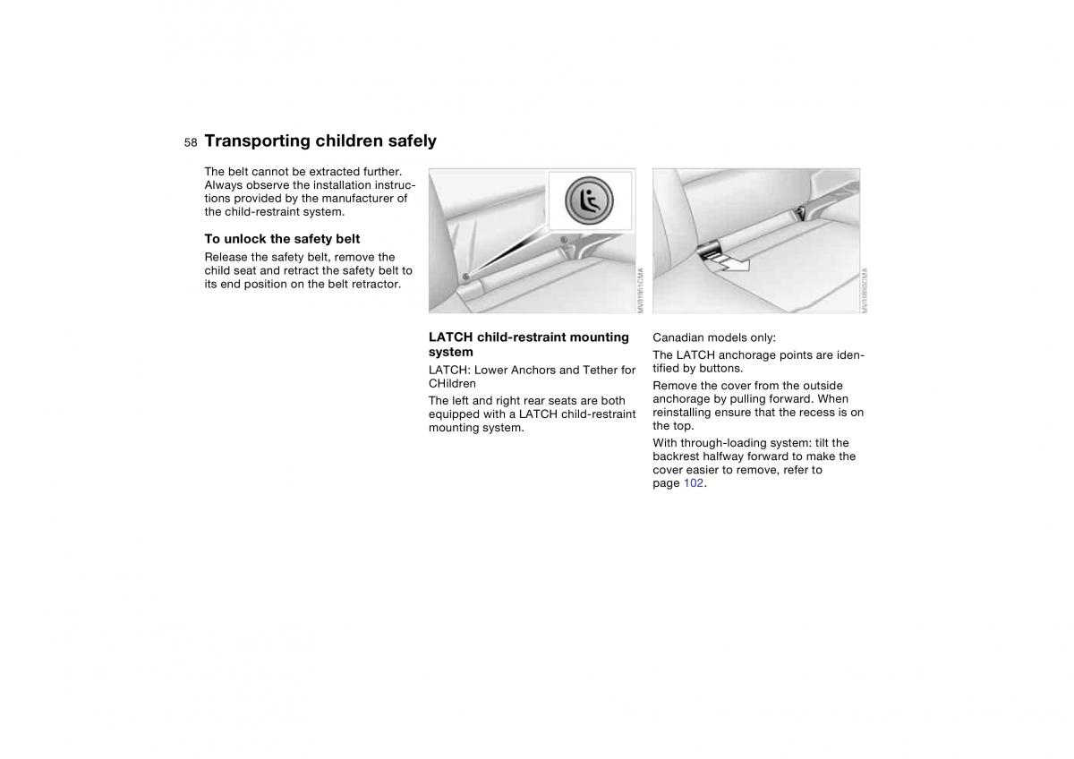 BMW M3 E46 owners manual / page 58