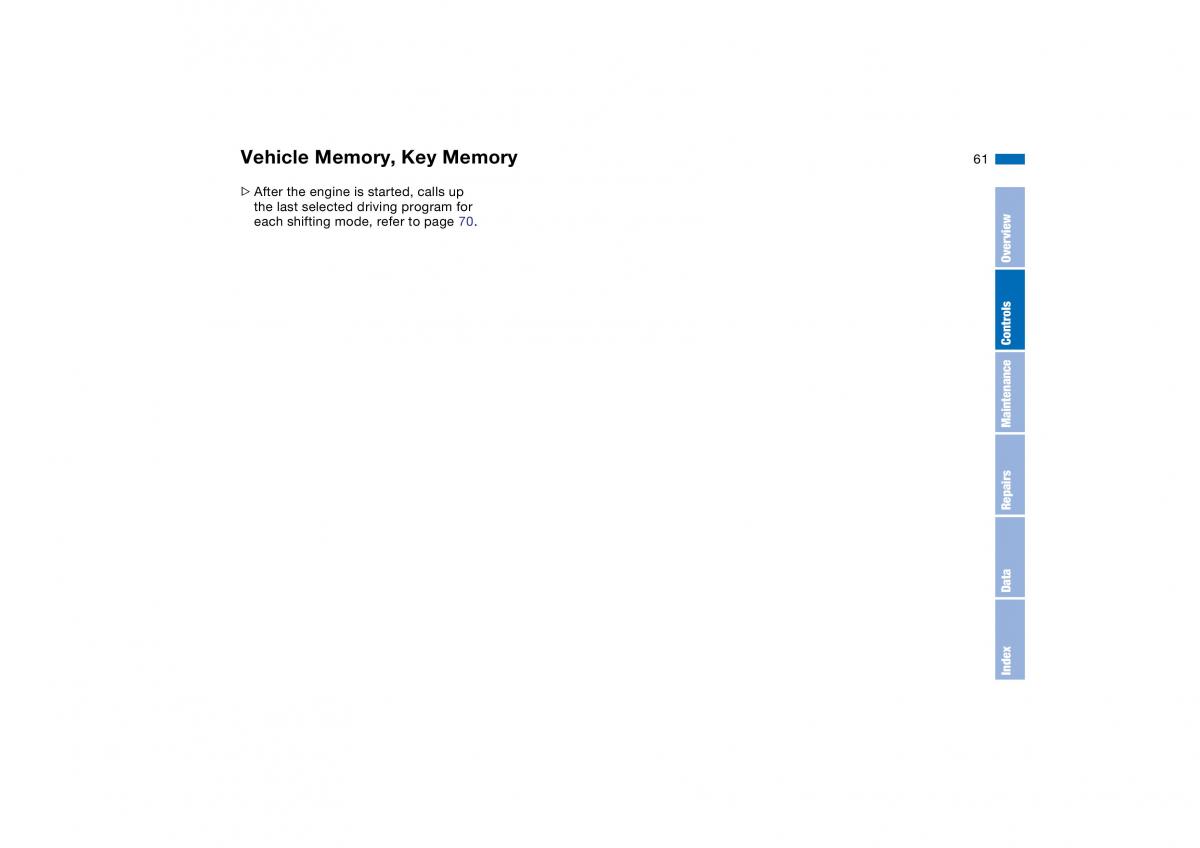 BMW M3 E46 owners manual / page 61