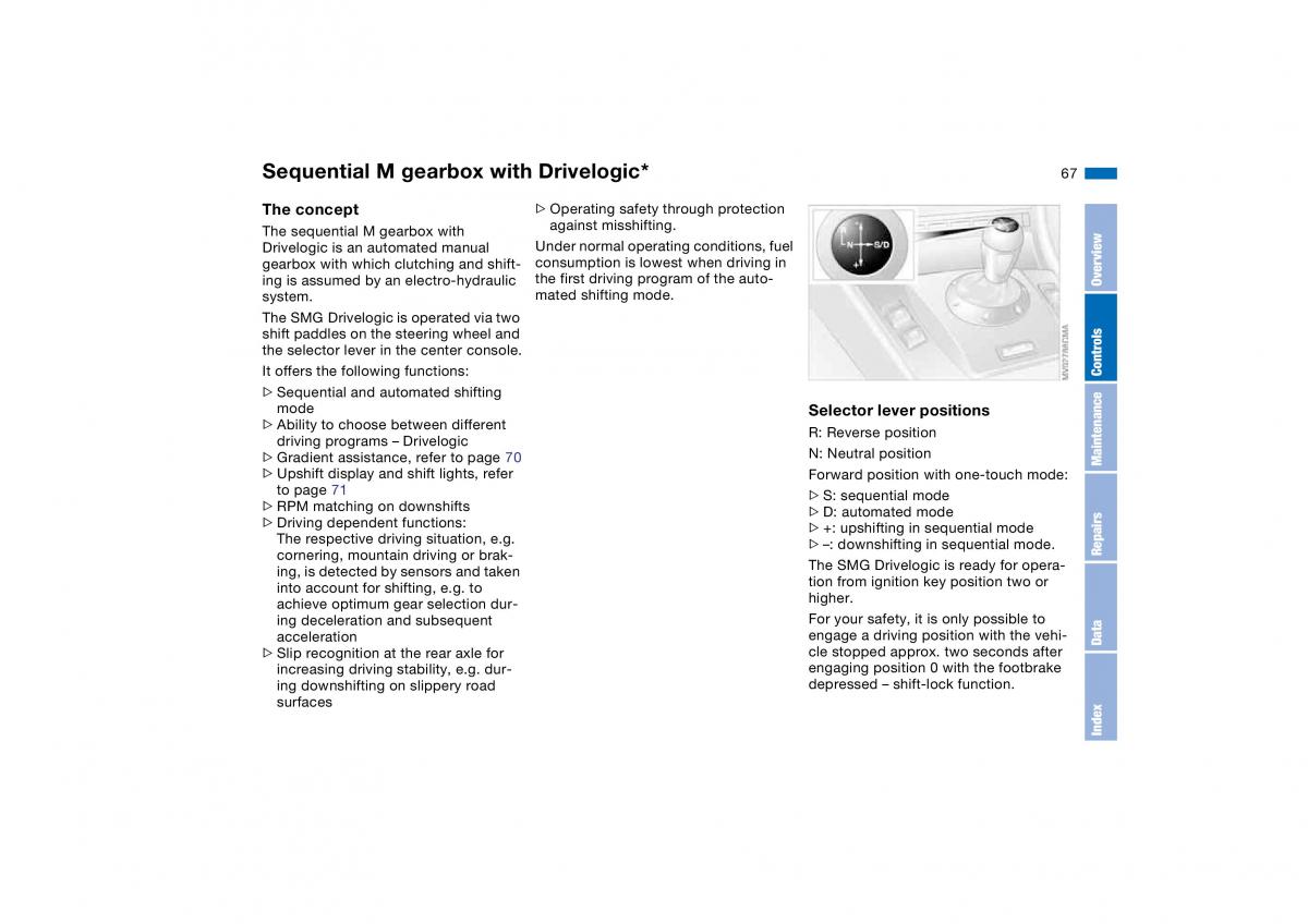 BMW M3 E46 owners manual / page 67