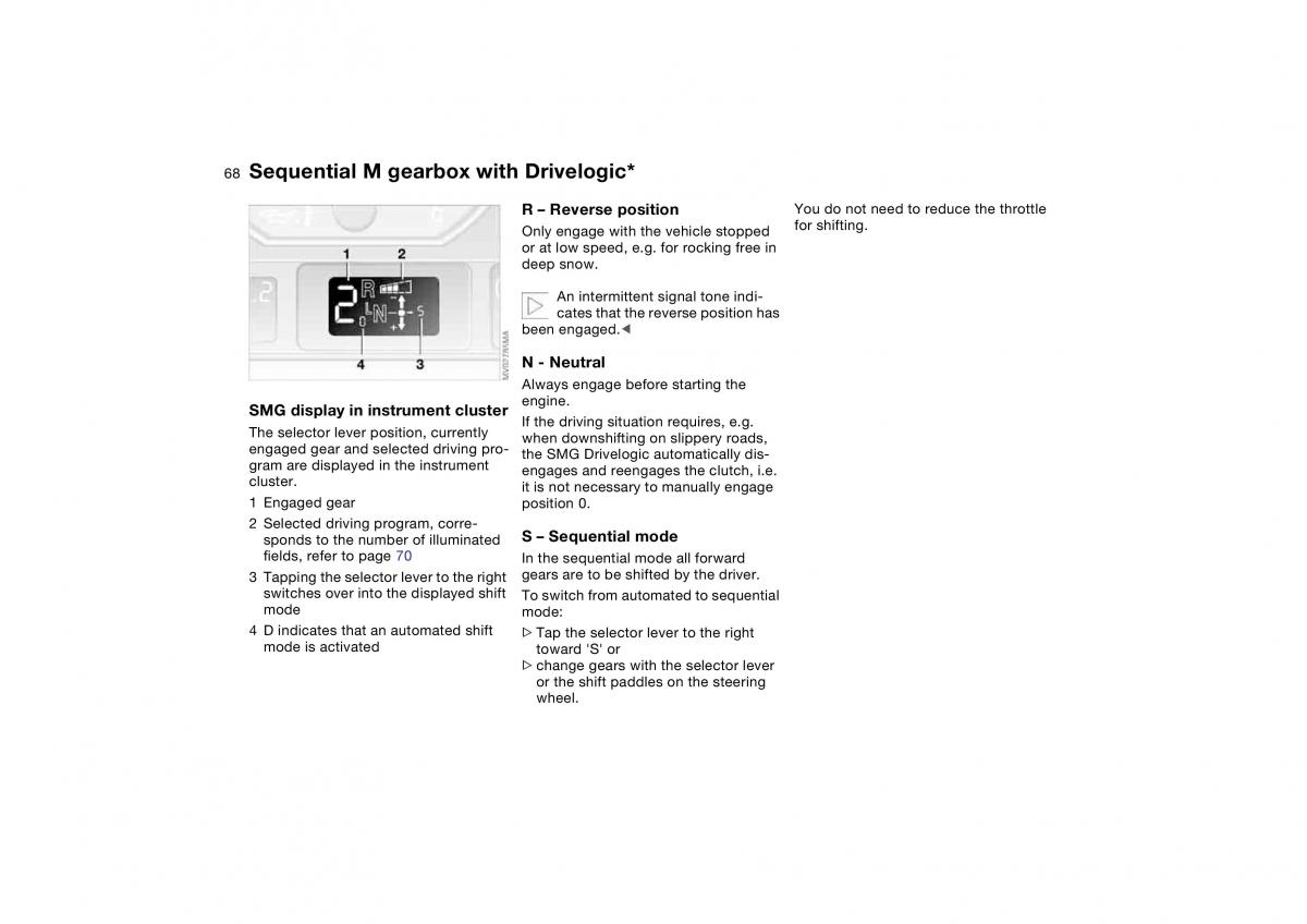 BMW M3 E46 owners manual / page 68