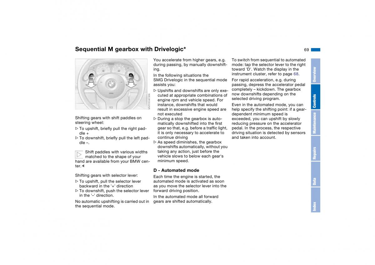 BMW M3 E46 owners manual / page 69