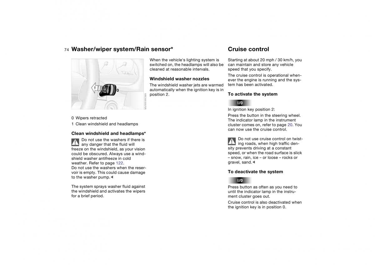 BMW M3 E46 owners manual / page 74