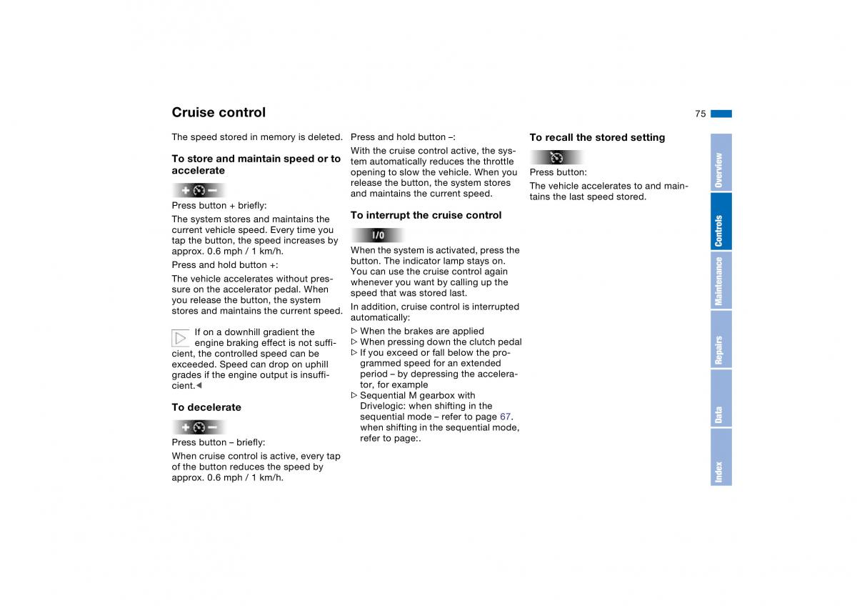 BMW M3 E46 owners manual / page 75