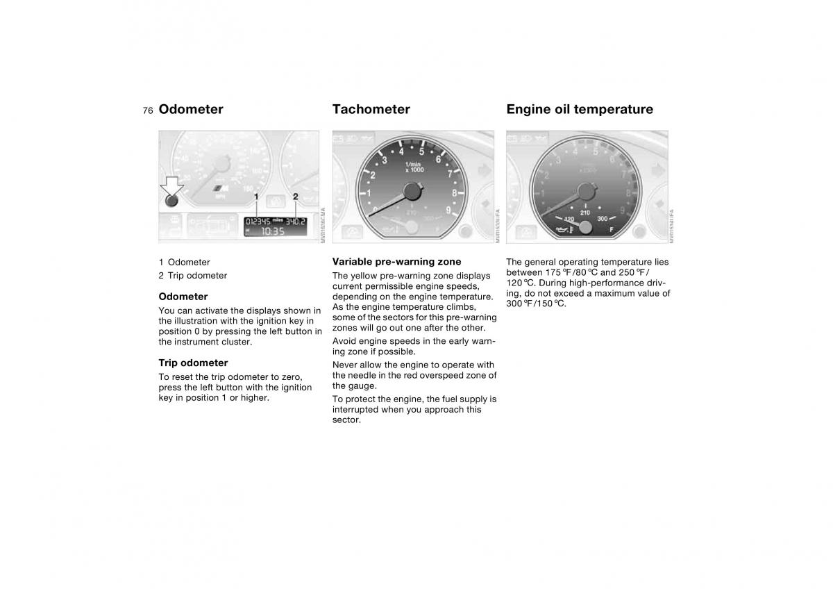 BMW M3 E46 owners manual / page 76