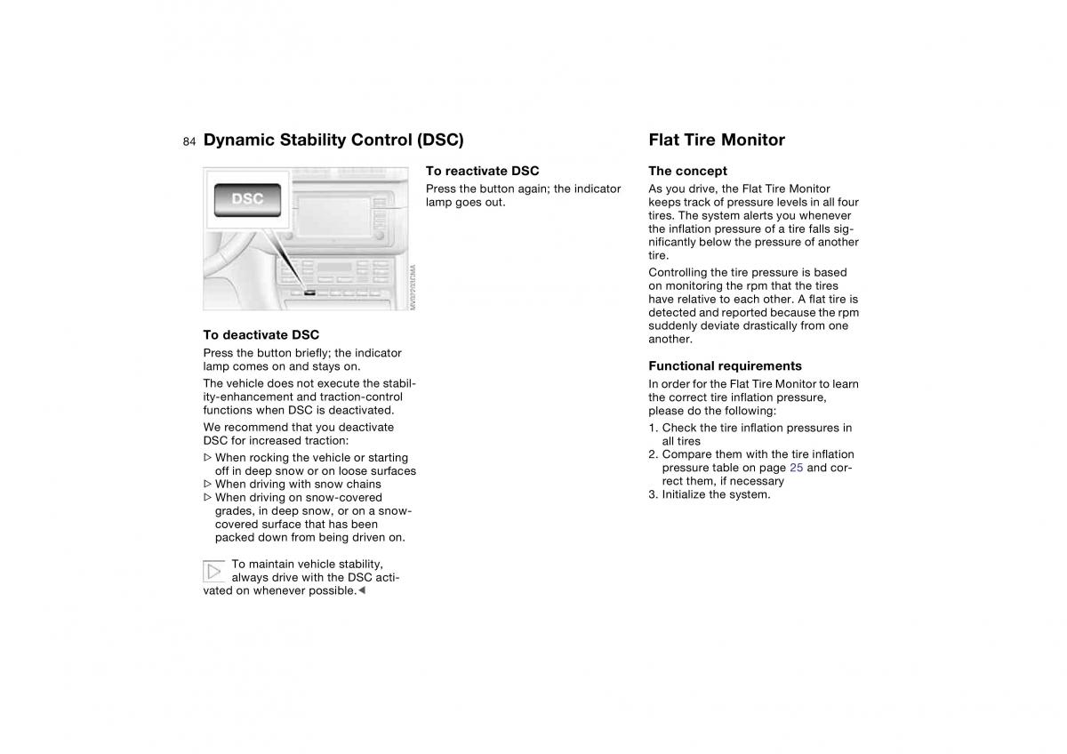 BMW M3 E46 owners manual / page 84