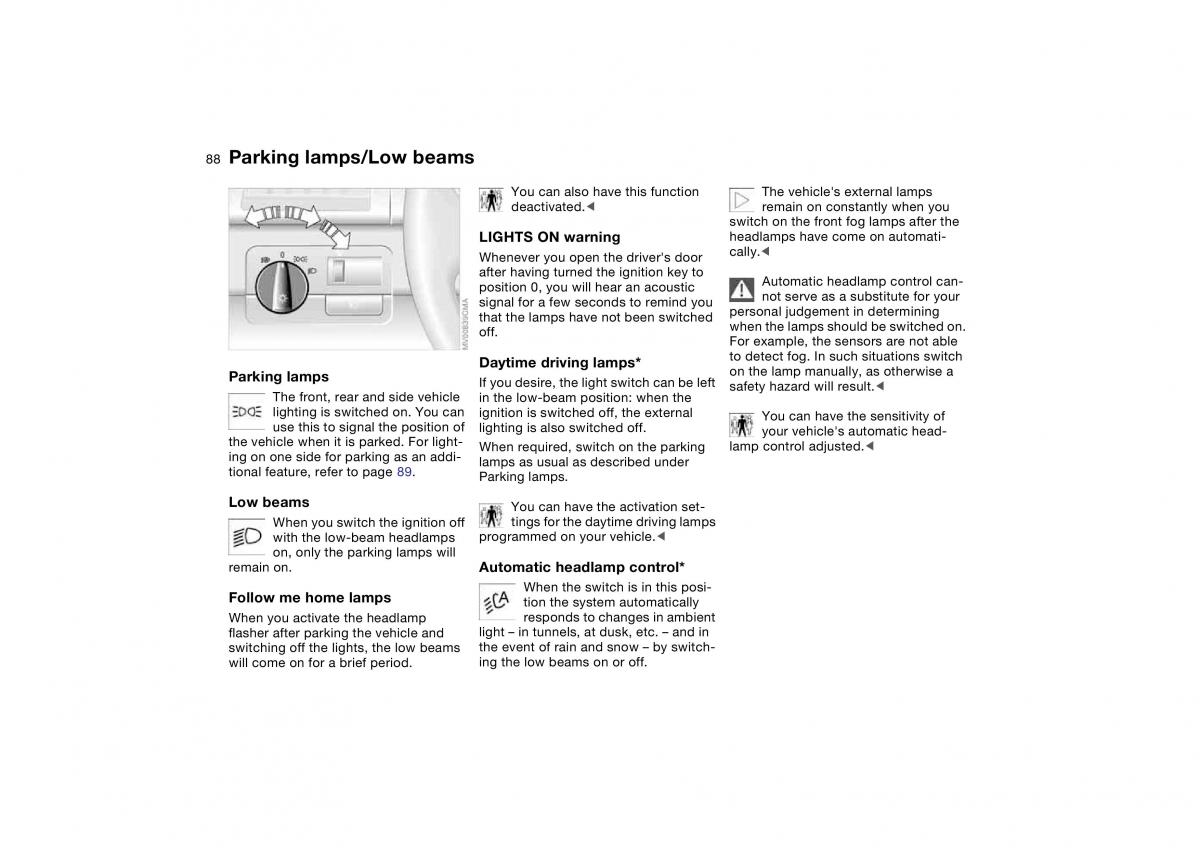 BMW M3 E46 owners manual / page 88