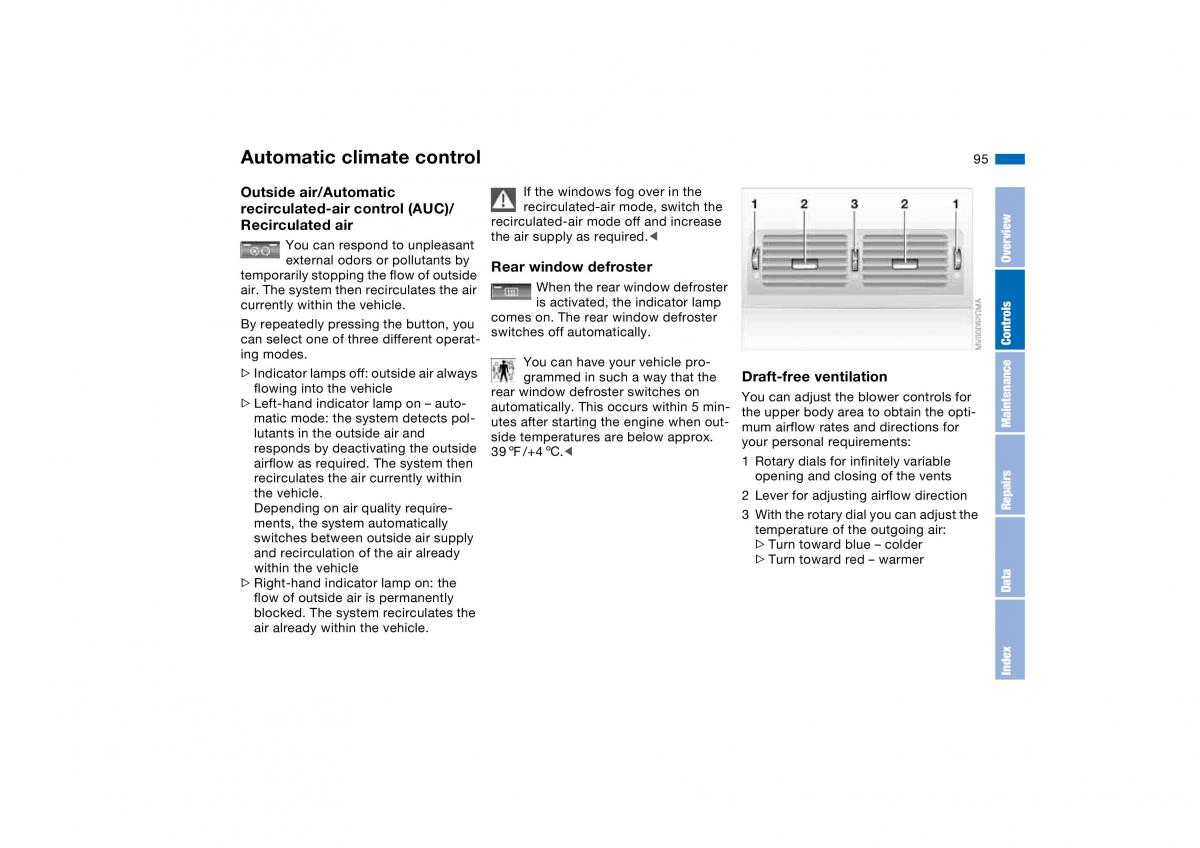 BMW M3 E46 owners manual / page 95