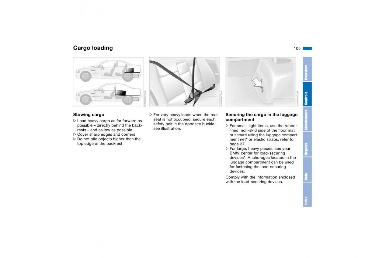 BMW M3 E46 owners manual / page 105