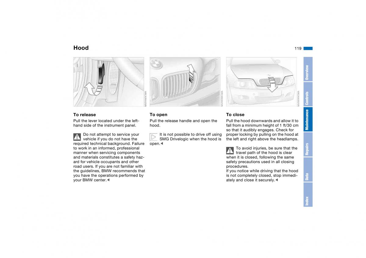 manual BMW M3 E46 BMW M3 E46 owners manual / page 119